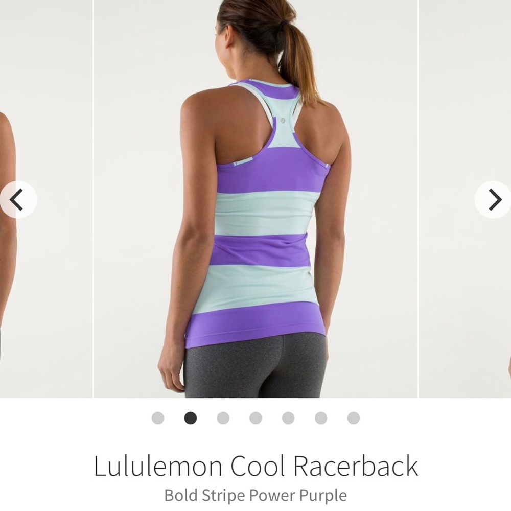 G58 LULULEMON Cool Racerback Tank Top Bold Stripe Power Purple Luon Size 6